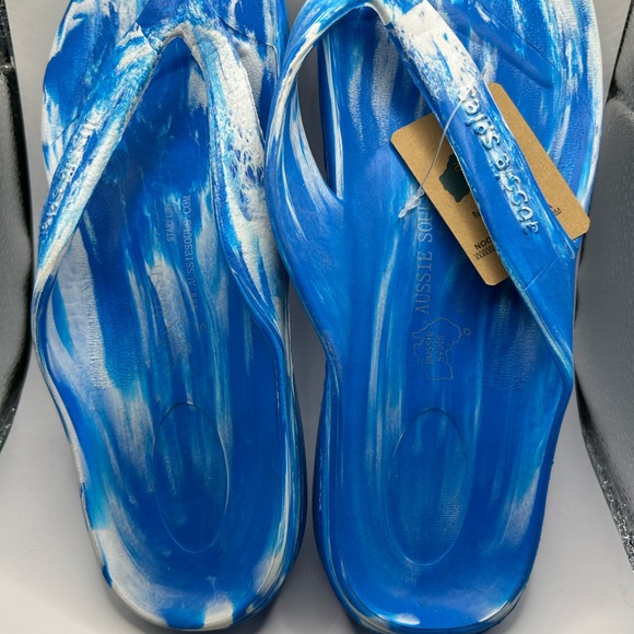 Blue and White Marbled Sandals with Transparent Straps - Picture 1 of 5